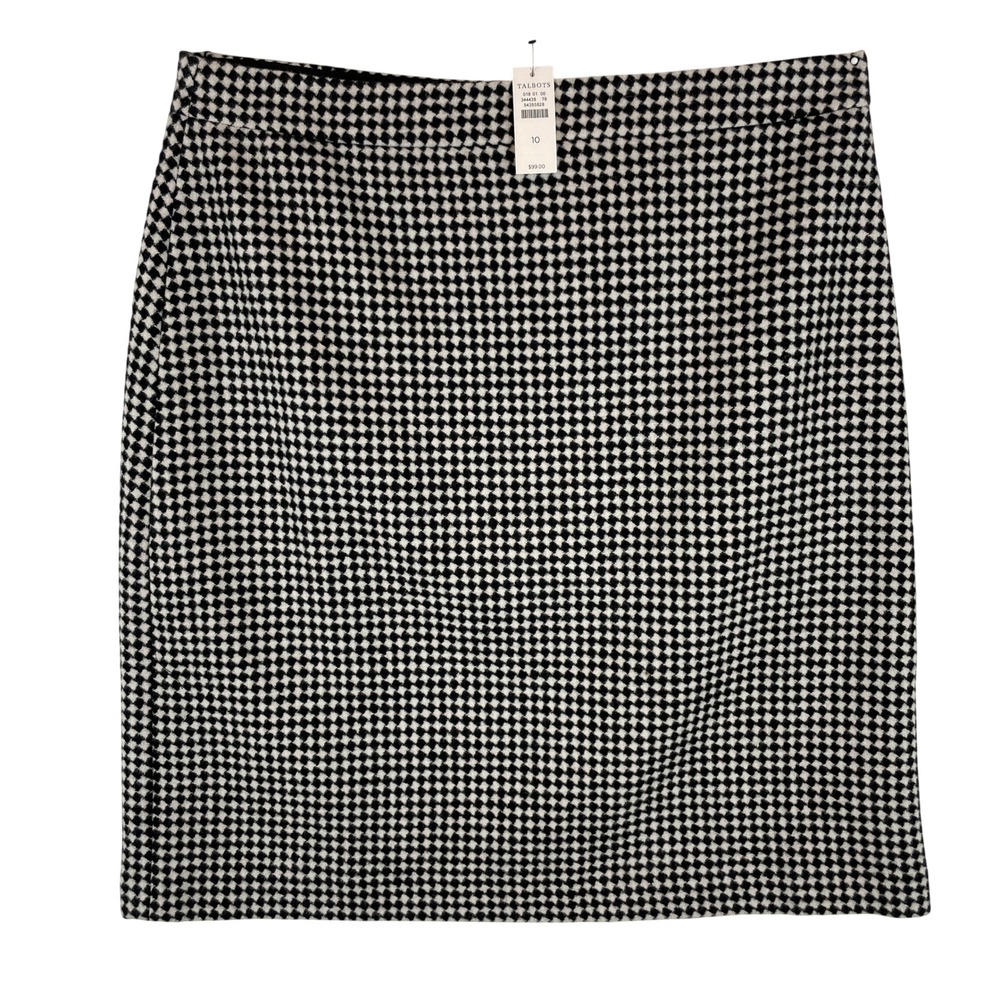 Talbots Black White Geometric Wool Blend Pencil Skirt VN5404 Size 10 NWT